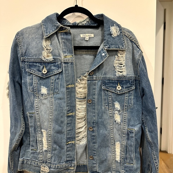Nasty Gal Jackets & Blazers - Nasty Gal Distressed Light Blue Denim Jacket